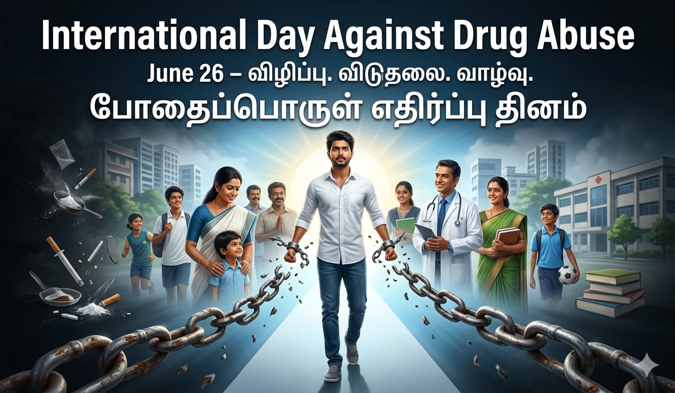 Best poster for International Day Against Drug Abuse and Illicit Trafficking | போதைப்பொருள் எதிர்ப்பு தினம் tnposterdownload