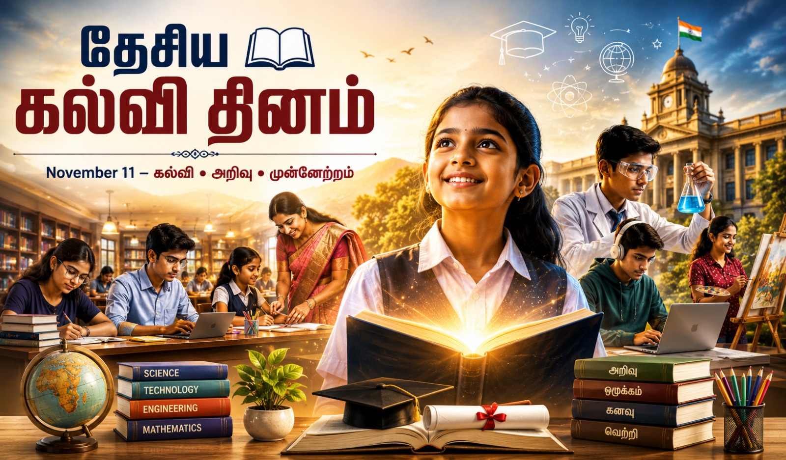Education Builds the Nation | National Education Day  தேசிய கல்வி தின சிறப்பு tnposterdownload