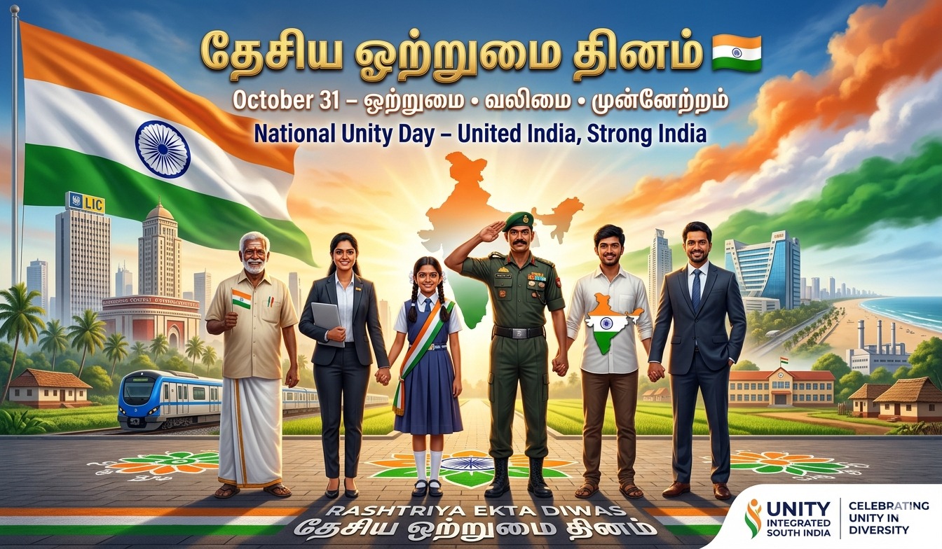 United We Stand, Stronger We Rise | National Unity Day தேசிய ஒற்றுமை தின சிறப்பு tnposterdownload