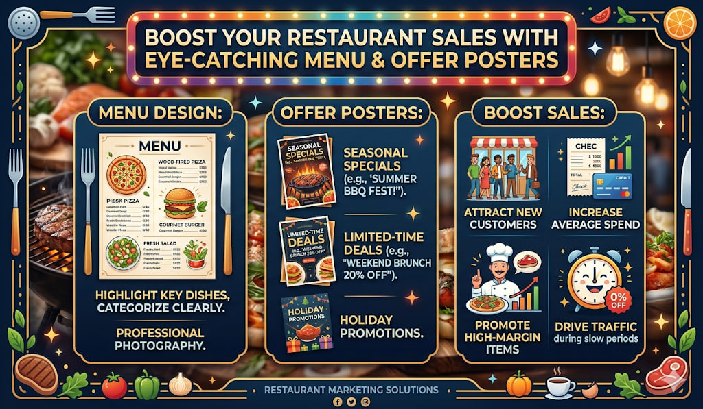 Restaurant,Boost Your Restaurant Sales with Eye-Catching Menu & Offer Posters
