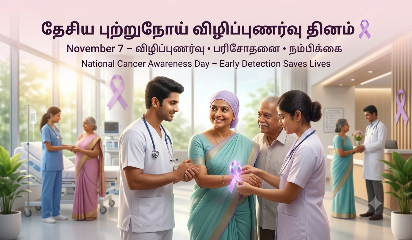 Early Detection Saves Lives | National Cancer Awareness Day தேசிய புற்றுநோய் விழிப்புணர்வு தின சிறப்பு tnposterdownload