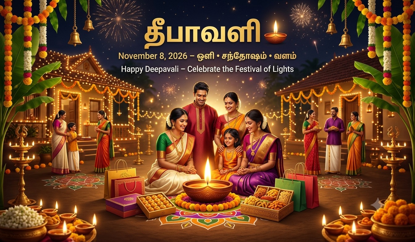 Light Up Life with Happiness and Prosperity | Diwali 2026 தீபாவளி நல்வாழ்த்துகள் tnposterdownload