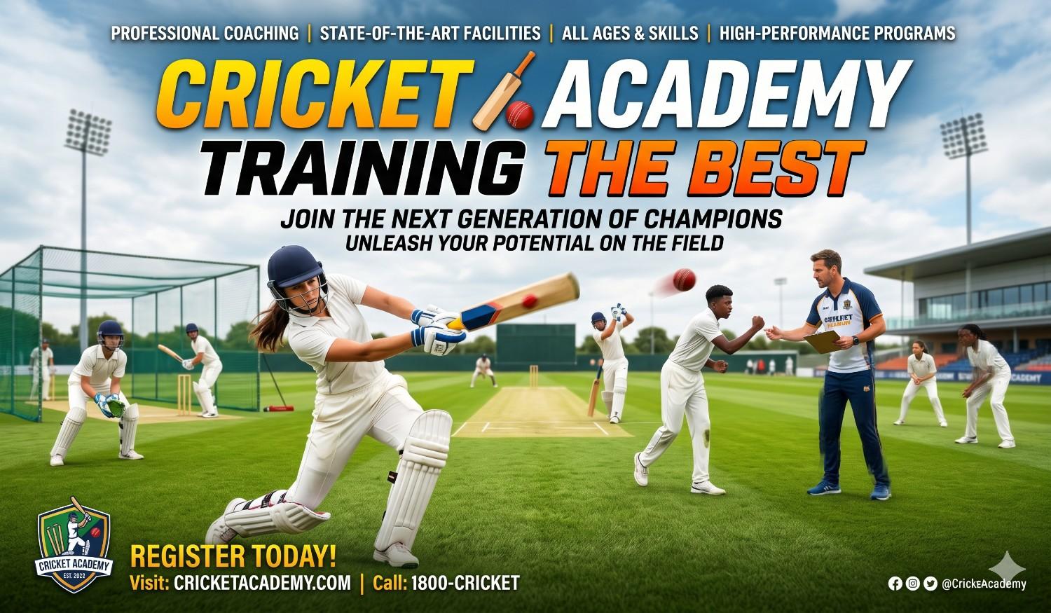 Cricket Academy,Training the Best: Marketing Posters for Cricket Academies tamil posters