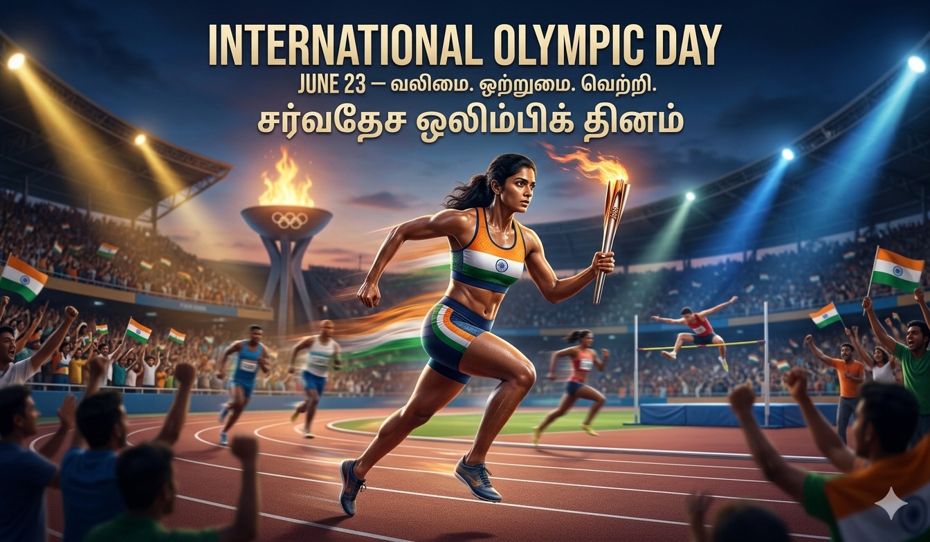 Event day poster for International Olympic Day | சர்வதேச ஒலிம்பிக் தினம் tnposterdownload