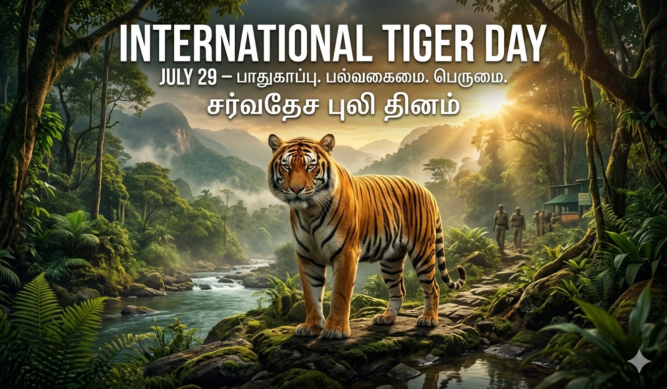 Special day poster for International Tiger Day | சர்வதேச புலி தினம் tnposterdownload