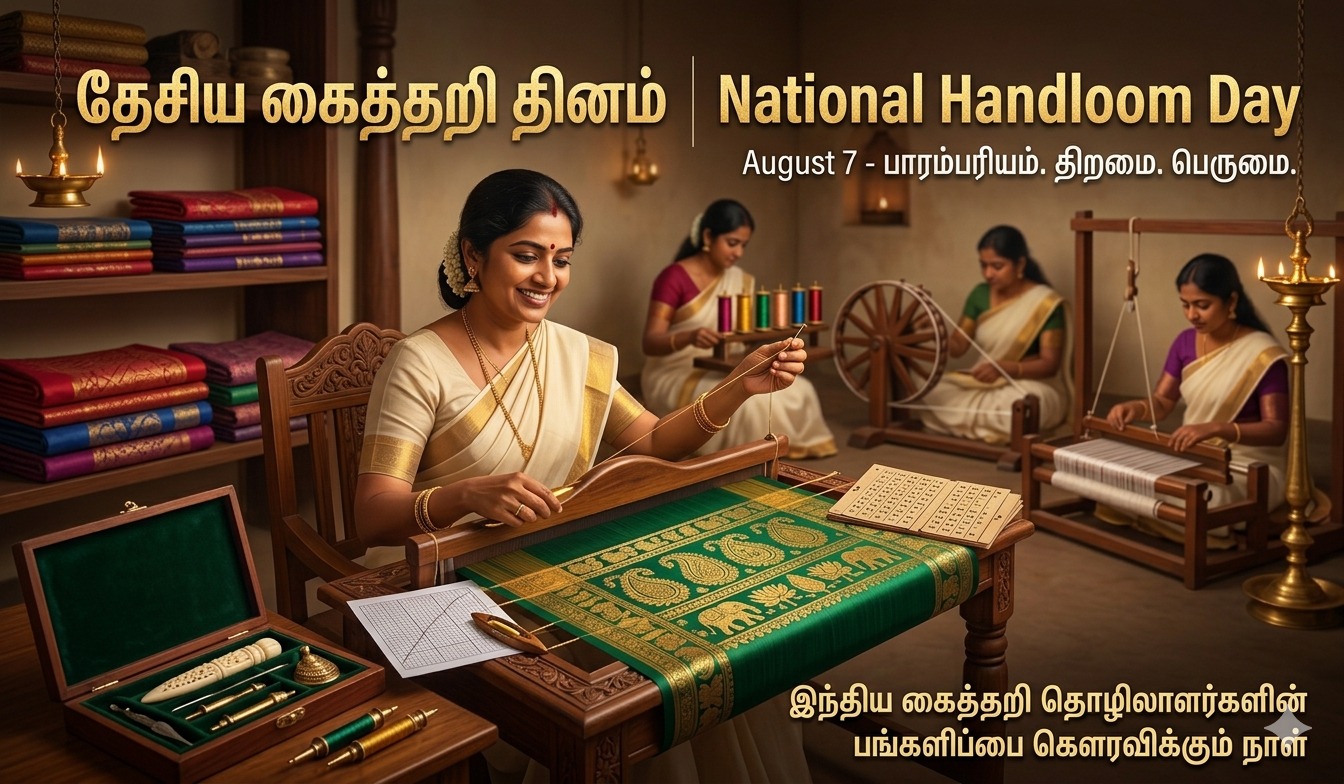 Event day poster for National Handloom Day | தேசிய கைத்தறி தினம் tnposterdownload